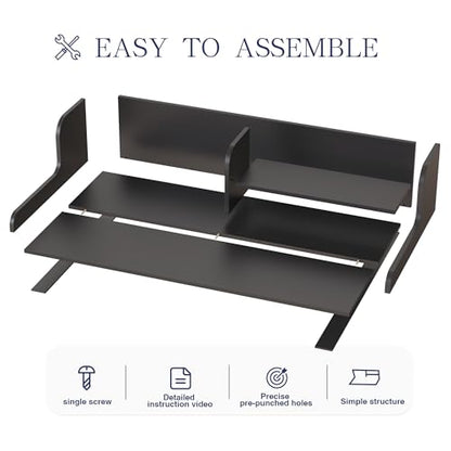 DTK Washer Dryer Wood Countertop with Shelf, Laundry Topper with Non-Slip Mat,27.55" Depth x 54" Width Dryer Covers for The Top with Edge Rails, Black