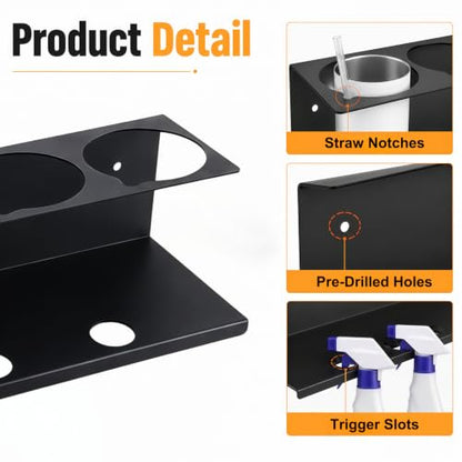 4Pcs Wall-Mounted Aerosol Spray Can Holder for Garage and Workspace | Steel Multi Hole Spray Bottle Rack, Flexibly Utilize Storage Space, Black Powder-Coated, No Assembly Required