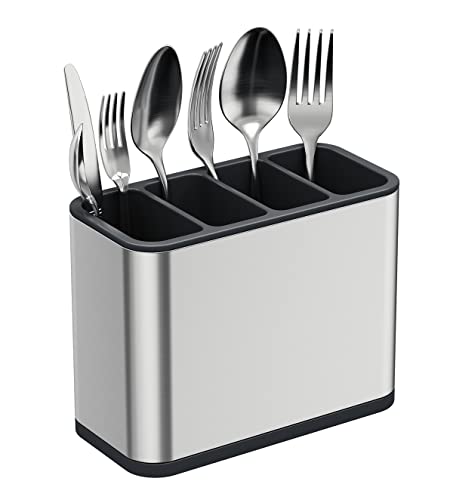 Silverware Caddy Utensil Caddy Spoon Holder with 4... (silver | Stainless Steel)