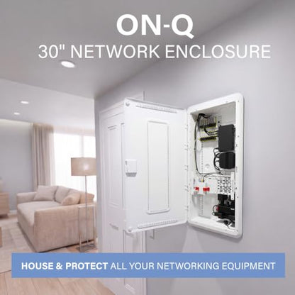 Legrand - On-Q 30 Inch Media Enclosure, WiFi Electrical Box, Cable Management Box for Distribution of Networking Service, Recessed Media Box Lets Signal Through, White, ENP3050NA