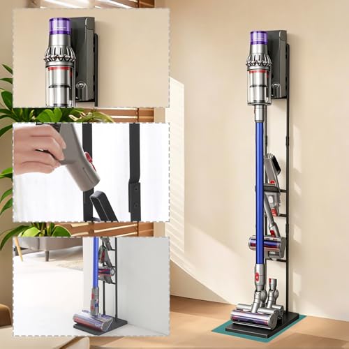 EZ SPARES Vacuum Stand,Vacuum Accessories Stable Metal Storage Bracket Holder Compatible with Dys Handheld V15 V11 V10 V8 V7 V6 Cordless Vacuum Cleaners(Black)