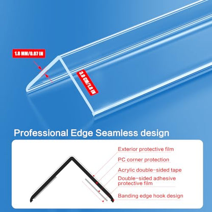 2PCS Clear Self-Adhesive Wall Corner Protectors，Corner Guards & Edge Protector for Wall Door Frame Cabinet Baseboard & Door, Table, Stair (31.5" X 1.18")