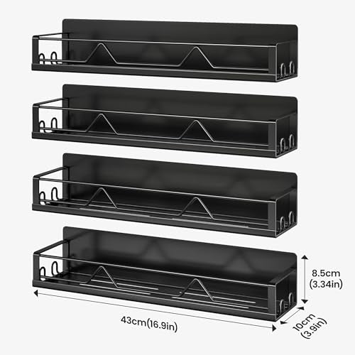 16.9 Inch Wide Large Capacity Magnetic Spice Rack... (Matt Black | Metal)