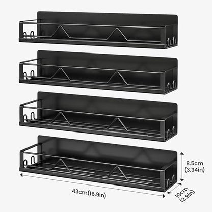 16.9 Inch Wide Large Capacity Magnetic Spice Rack... (Matt Black | Metal)