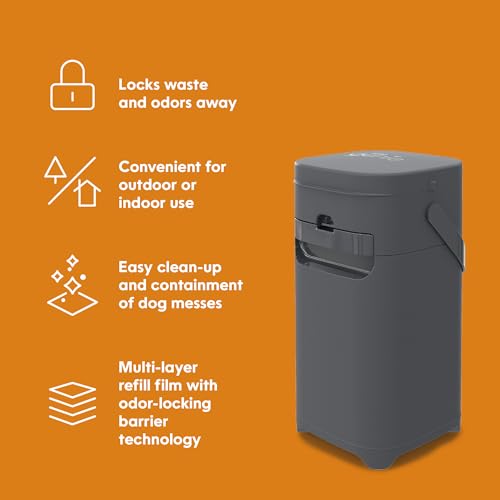 Pet Genie Pail | Dog Waste Disposal System for Outdoor and Indoor Odor Control | Dog Poop Trash can | Includes 1 Square Refill Bag that Lasts up to 2 Months