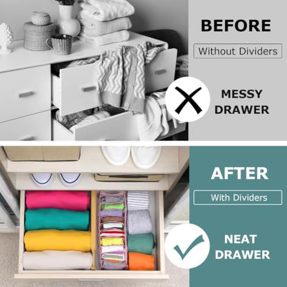 Kitchen Drawer Dividers 4 Pack Adjustable Bamboo Drawer Organizer | 17-22" Adjustable, Spring Loaded, Expandable Utensil Organizer, Works in Kitchen, Dresser, Bathroom, Bedroom, Closet