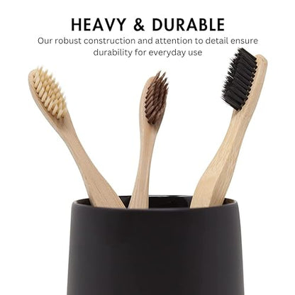 Yew Design Matte Black Bathroom Toothbrush Holder Cup - Round