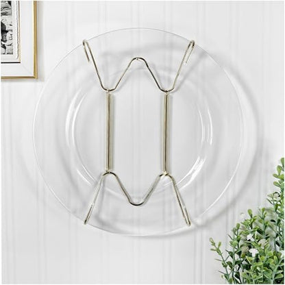 Plymor Gold Tray & Platter Hanger for 10-16 inch Platters | Spring-steel, wall-mountable; edge hooks grip the rim of platters & serving trays; 8.25 x 4.75 x 0.875 inches (H x W x D)