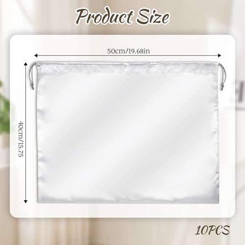 SHENLIU 10Pcs Dust Bags for Handbags, Dust Cover Bag for Handbags Purses Shoes Boots, Silk Dustproof Drawstring Bag Travel Storage Pouch (White, 19.6 × 15.7 in)