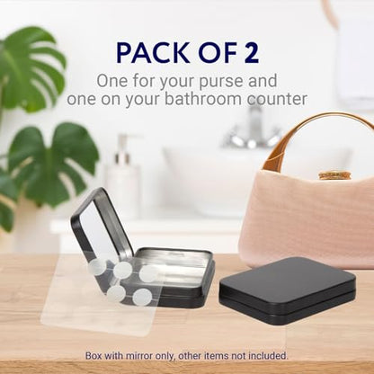 IMPRESA Zit Patches Storage Case - Matte Black Metal - Compact Organizer With Built-In Mirror - Travel-Friendly 2-Pack