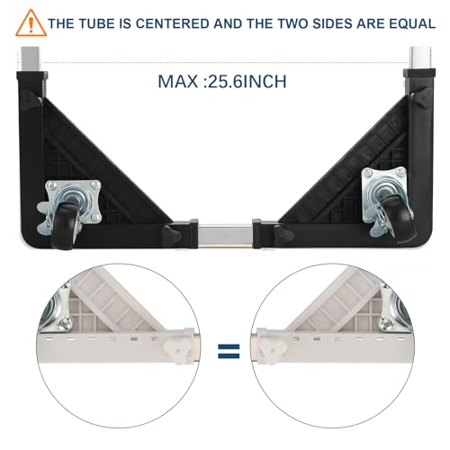 Mini Fridge Stand with 4 Locking Wheels 17.7"-25.6" Adjustable Dolly Washing Machine Stand Base，for Furniture Portable Refrigerator Dryer Stand（Black）