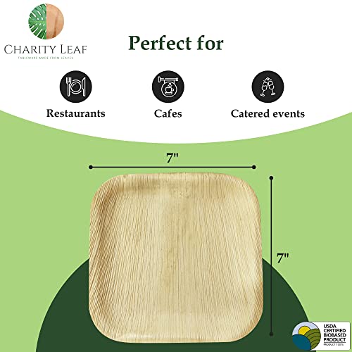 Disposable 7" Square Plates (50 pieces) Bamboo Like Serving Platters, Disposable Boards, Eco-Friendly Dinnerware For Weddings, Catering, Events