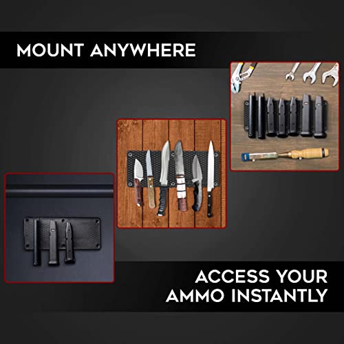 Magnetic Ammunition Holder for Gun Magazines and Clips, Organize Mount in Your Gun Safe, Locker Cabinet, Vault, Ultimate Ammo Storage Accessories for Handgun, Oistol and Rifle Mags, Black