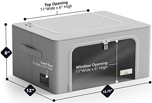 Sorbus Storage Bins with Metal Frame - Stackable & Foldable Clothes Organizer Bags - Oxford Fabric Storage Containers with Large Clear Window & Carry Handles, Bedroom Organization for Bedding & Linen