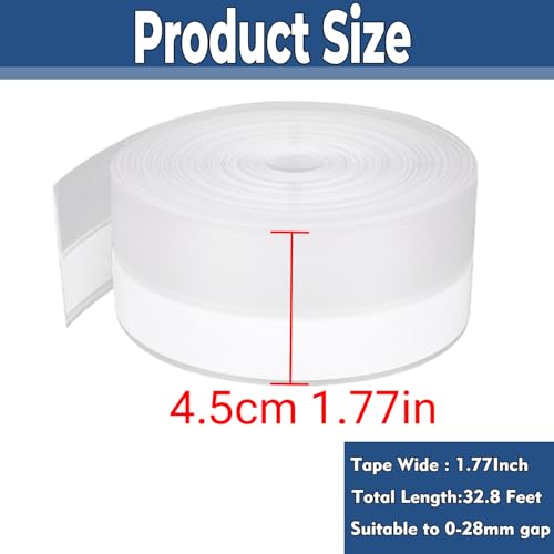Weather Stripping Door Seal Strip 33 Feet Strip Bottom Draft Insulation Stopper Weatherproof Soundproof for Door Frame or Window Sealer Bathroom Shower Glass Gaps