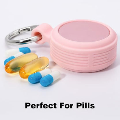 Small Pill Case Keychain Pill Holder - Portable Travel Pill Box Container | Waterproof Durable Metal Medicine Pill Organizer for Earplugs, Jewelry, Compatible with Loop, Vibes & Eargasm