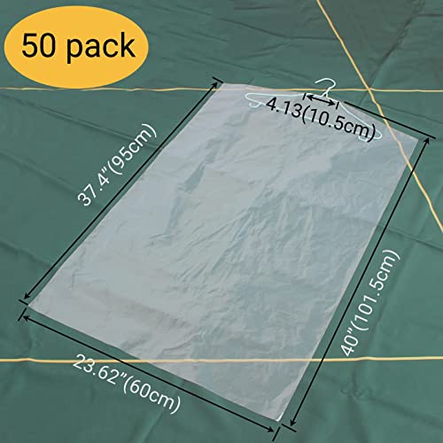 50 Pack 23.6x40inch Clear Plastic Clothes Covers f... (Clear | Plastic)