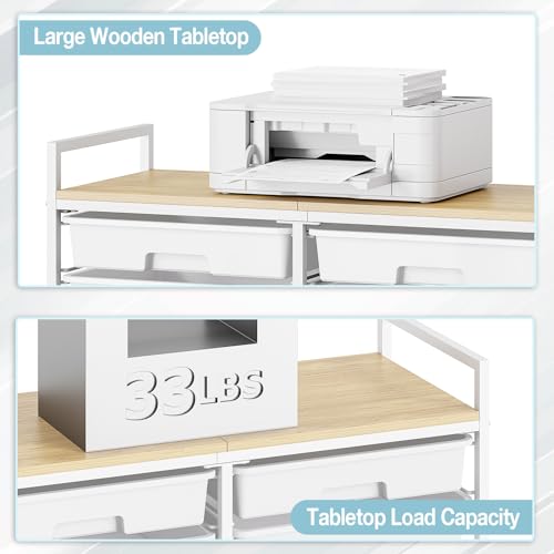 TOOLF 12 Drawers Rolling Storage Cart with Wooden Top for Classroom,White | Teacher Cart Craft Art Supply Organizer, Utility Cart with Lockable Wheels for Home Household Essentials, Office Organization