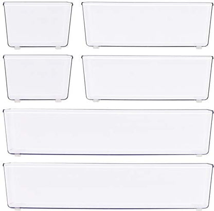 Simple Houseware Clear Desk Drawer Organizer, Assorted Sizes, 6 Packs | For Desk, Office, Bathroom, Makeup, and Craft Storage