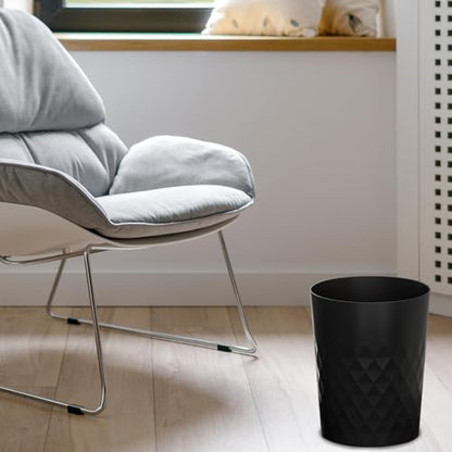3 Pack Small Bathroom Trash Can with Trash Bags Plastic Garbage Can Black | Sturdy Stylish Decor Round Plastic Waste Basket Bin for Kitchen Bedroom Office Craft Room College Dorm Essentials