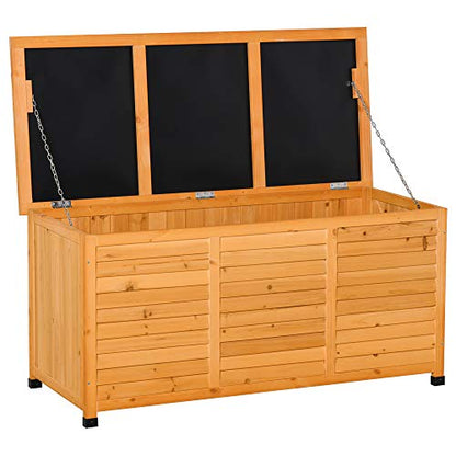 Outsunny 75 Gallon Wooden Deck Box Outdoor Storage Container Yellow | Aerating Gap, Weather-Fighting Finish