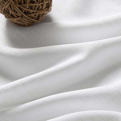 White Linen Curtains 84 inches Long for Bedroom Back Tab Light Filtering Privacy Sheer Modern Farmhouse Coastal Decor Off Cotton Textured Gauze Curtain Living Room 2 Panel Set