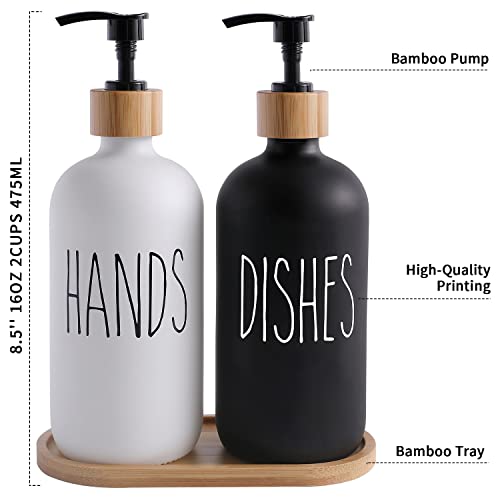 Soap Dispenser Set, Black & White | Contains Hand and Dish Soap Dispenser, Suitable for Kitchen Decor