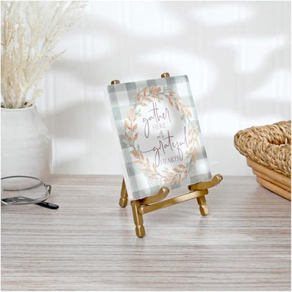 Bard's Satin Gold-toned Metal Easel, 5" H x 3.375" W x 3.5" D