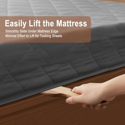 Mattress Lifter & Bed Making Tool Set, Wooden Wedge Lever with Sheet Tucking Tool & 8 Sheet Fasteners, Bedding Helper for Seniors, Caregivers and Housekeepers