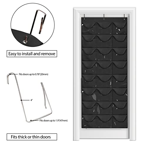 Dofilachy Hat Organizer Racks for Baseball Caps, Visible Hat Holder Rack for Wall Door with 3 Hooks, 24 Deep Pockets