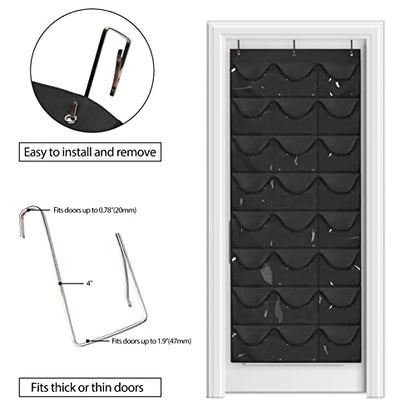 Dofilachy Hat Organizer Racks for Baseball Caps, Visible Hat Holder Rack for Wall Door with 3 Hooks, 24 Deep Pockets