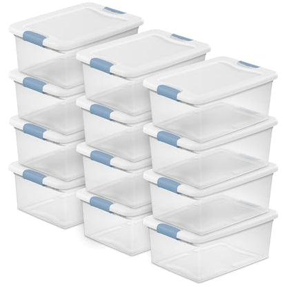 15 Qt Latching Storage Box, Stackable Bin with Lat... (12 Count | White | Plastic)