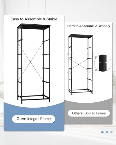 Tall Dresser Vertical Fabric Storage Tower Organizer, 5 Drawers(Black) | Sturdy Steel Frame, Wood Top and Easy Pull Handle, Space-saving Organizer for Clothes, Bedroom, Hallway, Entryway, Closets