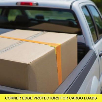 20 Pack 2 in V Shaped Corner Edge Protectors for Flatbed, Yellow | Crack resistant plastic, fits 1 to 2 inch tie down straps, heavy duty corner guards, for flatbed trailer pallets and moving