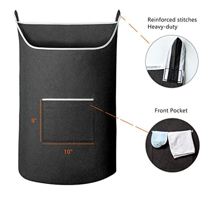 Black Hanging Laundry Hamper Bag, XL Door Hanging Hamper with Large Opening Laundry Hamper Storage Bag Large Size 36X22 Inch (Black)
