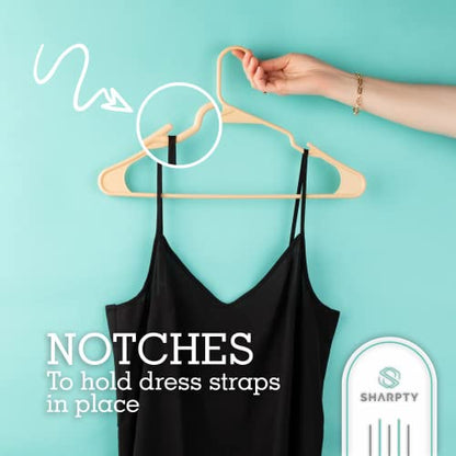 Plastic Hangers Clothes Hangers for Clothing, Closet, Coats & Shirts - Notched, Durabl & Space Saving - for Everyday Standard Use, Room Essentials & Basics - 50 Pack - Beige