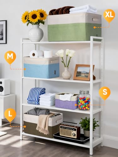 BALEINE 3 Pack Fabric Closet Storage Bins for Shelves, Linen Closet Organizers and Storage, Decorative Baskets for Organizing, Shelf, Clothes, Home, Office (Grey, 15"x11"x9.5")
