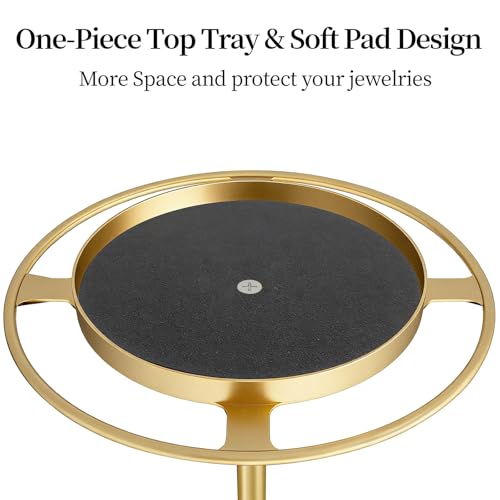 Metal Sunglasses Organizer, Glasses Holder Stand with Storgae Tray, Eyeglasses Holder with Anti-Slip Pads for Tabletop, Desk, Dresser, Gold