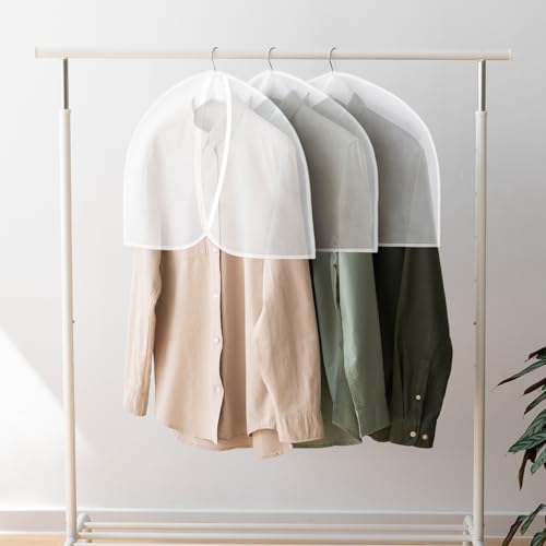 25 Pcs Shoulder Covers for Hanging Clothes, 24 x 17 Inch Plastic Garment Cover Clear Dust Clothes Hanger Covers for Coats, Dress, Suit, Sweater, Jackets