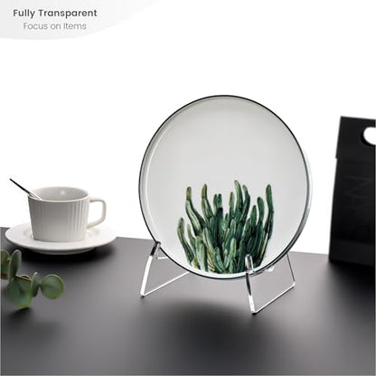 YUXUN Plate Stand for Display,2 Pack Plate Holder Display Stand,Acrylic Picture Frame Stand for Picture,Decorative Plate,Photo Easel,Tabletop Art(Clear,6Inch)