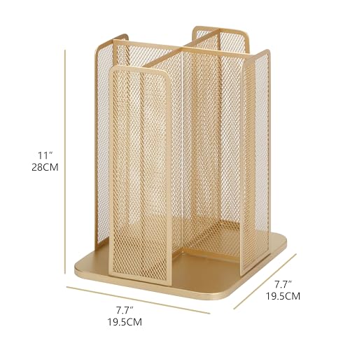 Annova Paper/Plastic Cup and Lid Holder Plastic Storage Organizer, 360°Rotating Coffee Mup Dispenser with 4 Compartments, Multifunctional Storage Rack for Home, Office, Bar, Coffee Shop (Gold)