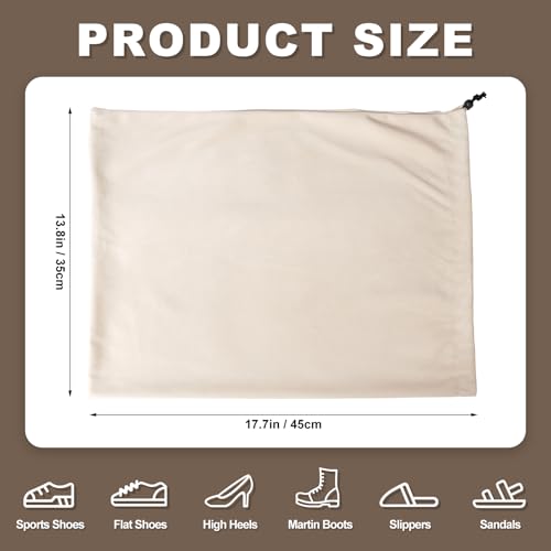 5 Pack Shoe Bags for Travel, Washable Dust Bags Drawstring Travel Shoe Bag | 17.7" x 13.8" Dustproof Travel Shoe Bag for Packing, Reusable Storage Bags with Drawstring Closure for Handbags Shoes Toys