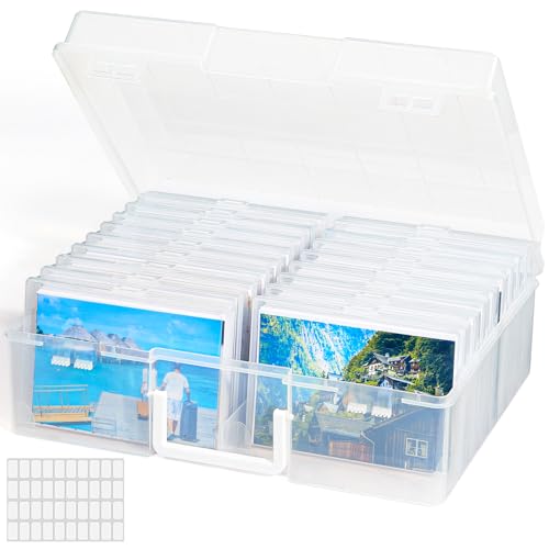 4x6 Photo Storage Box, 18 pcs Inner Photo Case wit... (Clear | Polypropylene)