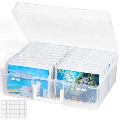 4x6 Photo Storage Box, 18 pcs Inner Photo Case wit... (Clear | Polypropylene)