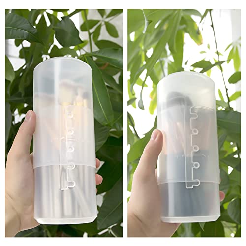 2 Pack Transparent Plastic Makeup Brush Holders, Dual Use, Lightweight, Spacious