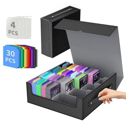 Trading Card Storage Box, MTG Deck Box, Card Storage Box, Bulk Card Storage, Commander Deck Box, Sports Card Storage, Mtg Commander Deck Box,Deck Box Mtg (Black and Grey)