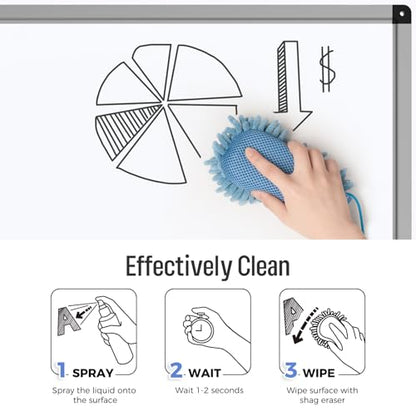 LOUKIN Whiteboard Accessories Bundle | Shag Dry Erase Eraser (Blue) & Whiteboard Cleaner (3.4 fl oz) & Magnetic and Adhesive Marker Holder (Black)