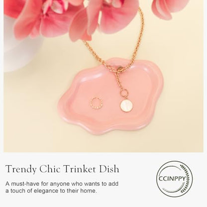 Ceramic Cloud Jewelry Tray Trinket Dish Key Bowl Nightstand Decor | Decorative Small Desk Tray Jewelry Plate Key Holder Bowl Cute Bedroom Room Decor Aesthetic, Gift for Women, Pink Medium