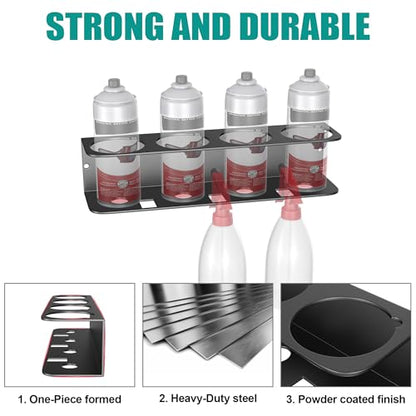 EVERHANGER Spray Can Holder, Wall Mount Spray Bottle Storage Rack Heavy Duty Spray Paint Bottle Organizer for Garage & Home, 16 Can Holes