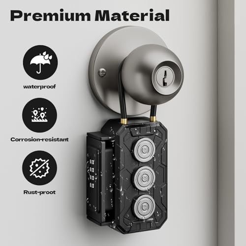 3xN52 Magnetic Key Lock Box,Magnetic Key Holder,Magnet Key Box for Under car,Hide a key with 10000+ Secure Combinations with Strong Magnet for Storage Indoors, Outside